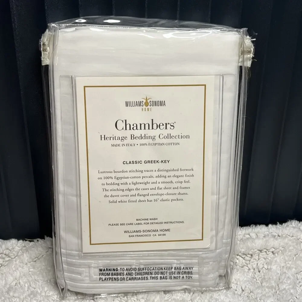 Williams Sonoma Chambers Heritage Bedding Cotton Classic Greek-Key Euro Sham 26”